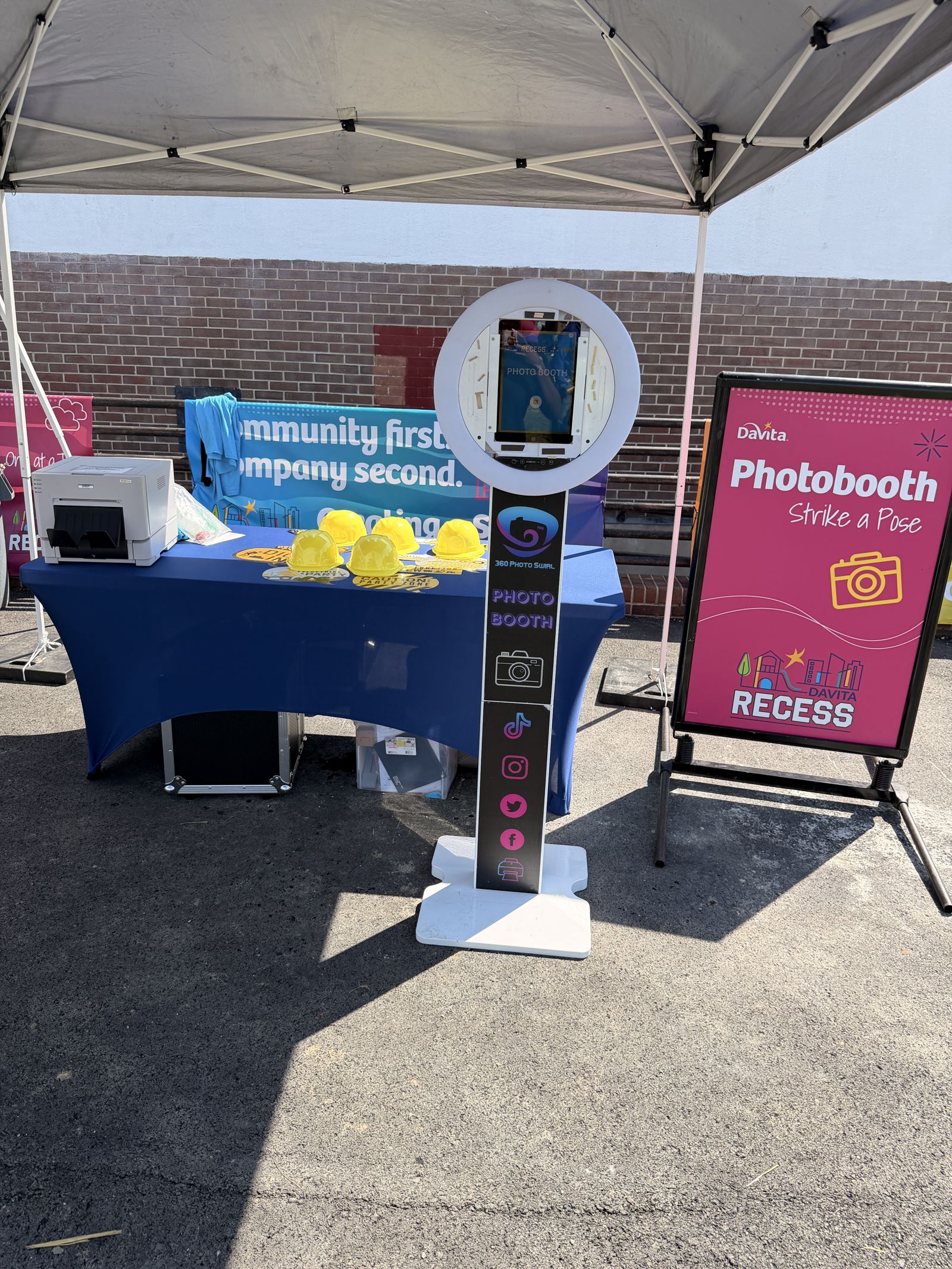 Basic Tower photo booth at an outdoor corporate community event