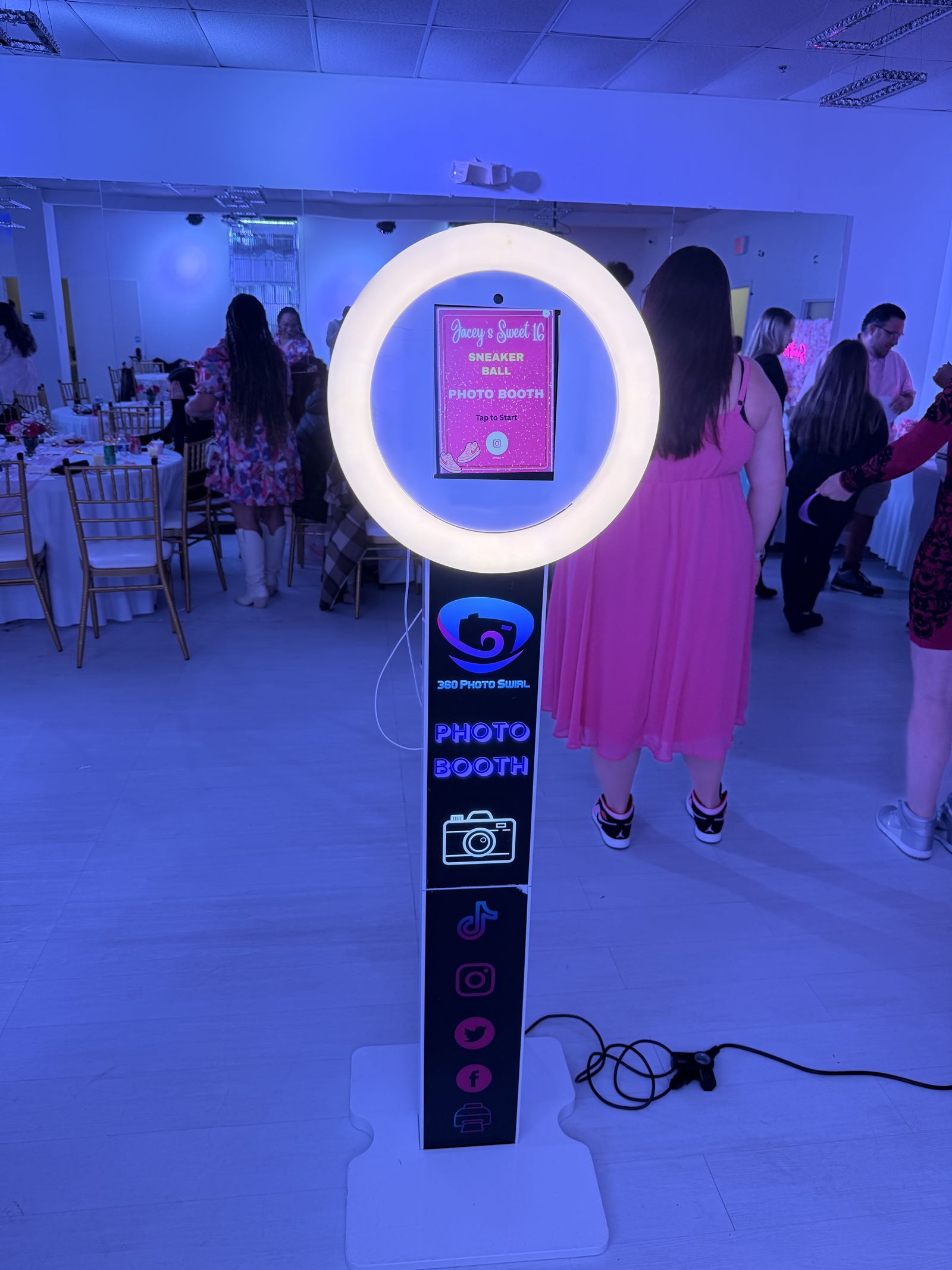Basic Tower photo booth at a Sweet 16 sneaker ball party